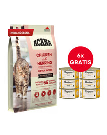 ACANA Indoor Entrée Cat 4,5 kg + APPLAWS Cat Adult Mousse au poulet 6 x 70 g GRATUIT