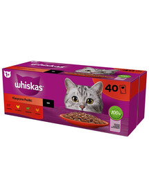 WHISKAS Classic Meals nourriture humide pour chats en sauce 40x85 g + TRIXIE anneaux de poulet au saumon 50 g