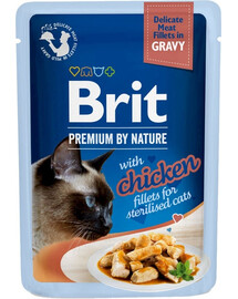 BRIT Premium By Nature Fillets in Gravy for Sterilized cats avec du poulet 24x85g