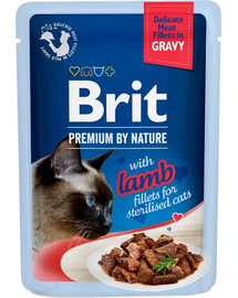 BRIT Premium By Nature Fillets in Gravy for Sterilized cats avec de l'agneau 24x85g