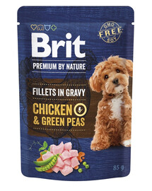 BRIT Premium By Nature Dog Fillets in Gravy au poulet et petits pois 24x85g