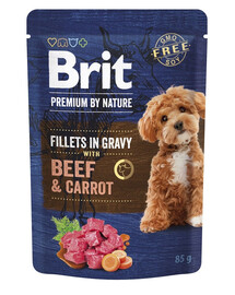 BRIT Premium By Nature Dog Fillets in Gravy avec du bœuf et des carottes 24x85g