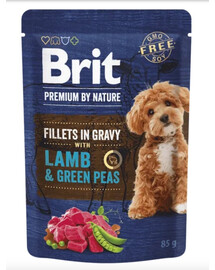 BRIT Premium By Nature Dog Fillets in Gravy avec de l'agneau et des petits pois 24x85g