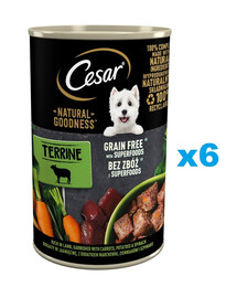 CESAR Natural Goodness en boîte de 6 x 400 g, riche en agneau, avec des carottes, des pommes de terre et des épinards