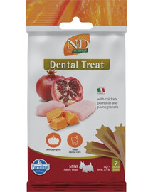 FARMINA N&D Pumpkin Dental Treat Chicken Pomegranate Mini 60 g (7 pièce) friandise dentaire pour chiens de petites races