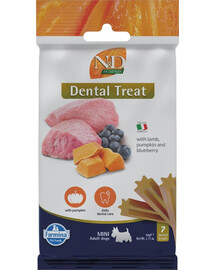 FARMINA N&D Pumpkin Dental Treat Lamb Blueberry Mini 60 g (7 pièce) friandise dentaire pour chiens de petites races