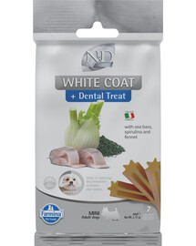 FARMINA N&D White Dental Treat Coat Sea bass Mini 60 g (7 pièce) friandise dentaire pour chiens de petites races