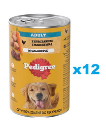 PEDIGREE Adult boîte 12x1200g nourriture complète humide pour chiens adultes avec poulet et carottes en gelée