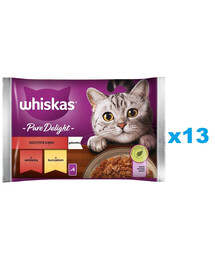 WHISKAS Adult sachet 52x85g Juicy Bites nourriture humide pour chats avec morceaux de bœuf, de poulet...