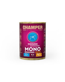 CHAMPER Immuno nourriture pour chiens à base de dinde monoprotéinée 400 g