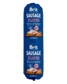 BRIT Sausage Chicken & White Fish nourriture humide pour chiens de tous âges 800 g