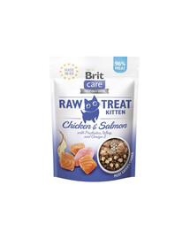 BRIT Care Raw Treat Freeze Dried Kitten 40 g Friandises lyophilisées Poulet et saumon avec probiotiques pour chatons