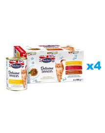 BUTCHER'S Delicious Dinners Cat Meaty selection in Jelly 24x400 g kawałki w galarecie z kurczakiem, z wołowiną i z dziczyzną dla kota