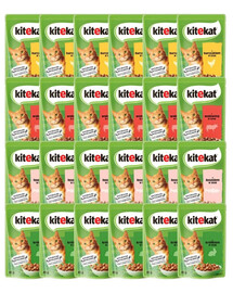 KITEKAT Mix saveurs en sauce 24x85 g pour chats adultes avec poulet, boeuf, saumon et lapin