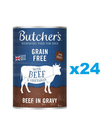 BUTCHER'S Original Recipe in Gravy kawałki z wołowiną w sosie dla psa 24 x 400g