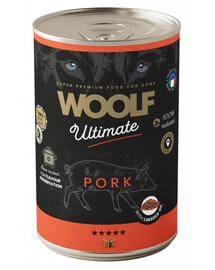 WOOLF Ultimate Adult Dog Pork and Linseed Oil 400g nourriture humide pour chiens avec du porc et de l'huile de lin