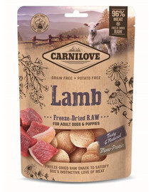 CARNILOVE Raw Freeze-dried Snack Lamb 60g morceaux de viande d'agneau lyophilisés pour chiots et chiens adultes
