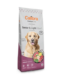 CALIBRA Dog Premium Senior Light All Breeds Beef 12kg aliment complet monoproteique à base de boeuf pour chiens âgés ou en surpoids