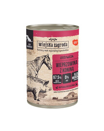 WIEJSKA ZAGRODA Porc de porc avec de la viande de cheval nourriture humide pour chiens 400 g