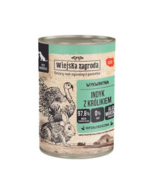 WIEJSKA ZAGRODA Dinde avec lapin nourriture humide pour chiens 400 g