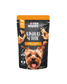 PAN MIĘSKO Morceaux dans une sauce Dinde avec Canard nourriture humide pour chiens 150 g