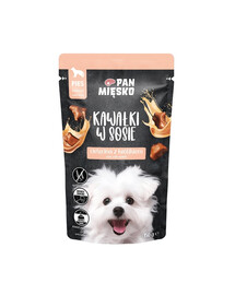 PAN MIĘSKO Morceaux dans une sauce Veau avec du lapin nourriture humide pour chiens 150 g