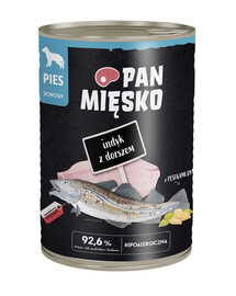 PAN MIĘSKO Dinde avec cabillaud nourriture humide pour chiens 400 g