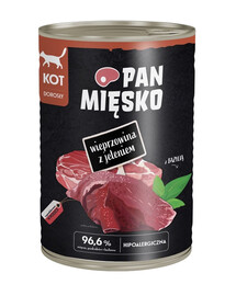 PAN MIĘSKO Porc de porc avec du cerf nourriture humide pour chats 400 g