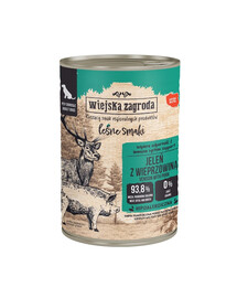 WIEJSKA ZAGRODA Saveurs forestières Cerf avec porc nourriture humide pour chiens 400 g