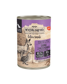 WIEJSKA ZAGRODA Saveurs forestières Chevreuil avec caille nourriture humide pour chiens 400 g