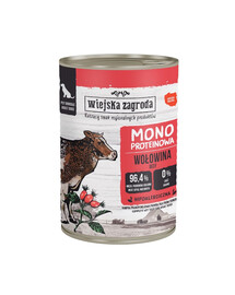 WIEJSKA ZAGRODA Aliment humide pour chiens à base de bœuf (protéine unique) 400 g