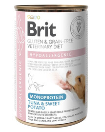 BRIT Veterinary Diet Dog Hypoallergenic Monoprotein Tuna 400g avec du thon pour chiens souffrant d'allergies et de problèmes cutanés