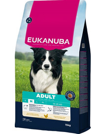 EUKANUBA Adult Medium Breeds Chicken 15 kg nourriture sèche pour chiens de races moyennes riche en poulet frais