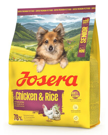 JOSERA Mini Senior Chicken and Rice nourriture sans gluten pour les chiens âgés de petites races 900g