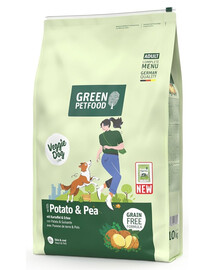 GREEN PETFOOD VeggieDog avec Pomme de Terre et Pois nourriture végétarienne avec pommes de terre et pois pour chiens 10kg