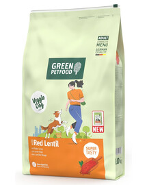 GREEN PETFOOD VeggieDog avec Lentilles Rouges nourriture végétarienne avec lentilles rouges pour chiens 10kg
