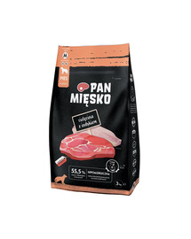 PAN MIĘSKO Croquettes pour chiens au veau et à la dinde, format M, 2 x 3 kg