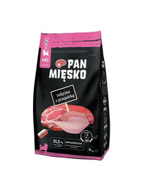 PAN MIĘSKO Croquettes pour chiots au veau et à la caille XS 2 x 9 kg