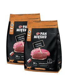 PAN MIĘSKO Veau avec canard pour chats croquettes M 2x400 g