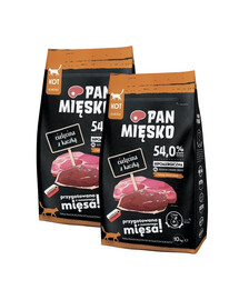 PAN MIĘSKO Croquettes pour chats au veau et au canard, format M, 2 x 10 kg