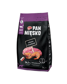 PAN MIĘSKO Veau aux crevettes pour chats croquettes S 5 kg
