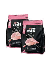 PAN MIĘSKO Poulet avec lapin pour chatons croquettes XS 2x400 g