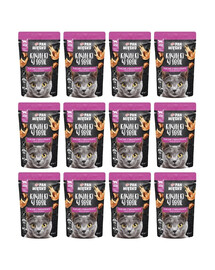 PAN MIĘSKO Morceaux dans une sauce Poulet aux crevettes nourriture humide pour chats 12x85 g