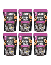 PAN MIĘSKO Morceaux dans une sauce Poulet aux crevettes nourriture humide pour chats 6x85 g