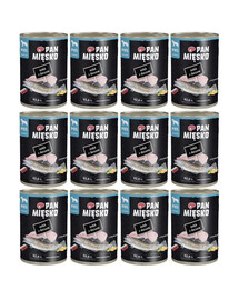 PAN MIĘSKO Dinde avec cabillaud nourriture humide pour chiens 12x400 g