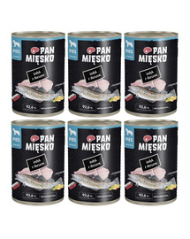 PAN MIĘSKO Dinde avec morue nourriture humide pour chiens 6x400 g