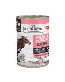 WIEJSKA ZAGRODA Aliment humide mono-protéique à base de bœuf pour chats, 400 g