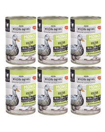 WIEJSKA ZAGRODA Aliment humide mono-protéique au canard pour chats, 6 x 400 g