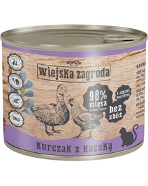 WIEJSKA ZAGRODA Adult Poulet et canard, boîte de 12 x 200 g pour chat