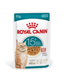 ROYAL CANIN Ageing 15+ Gravy 12x85 g morceaux dans une sauce pour les chats matures de plus de 15 ans